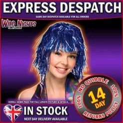 Rubies 70's FANCY DRESS WIG ~ TINSEL WIG BLUE
