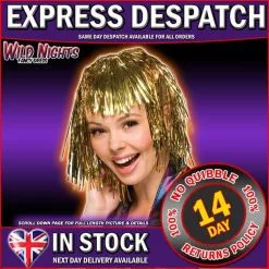 Rubies 70's FANCY DRESS WIG ~ TINSEL WIG GOLD