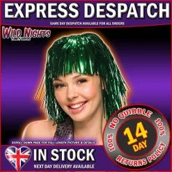 Rubies 70's FANCY DRESS WIG ~ TINSEL WIG GREEN