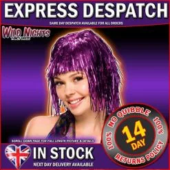 Rubies 70's FANCY DRESS WIG ~ TINSEL WIG PURPLE