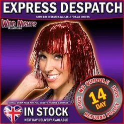 Rubies 70's FANCY DRESS WIG ~ TINSEL WIG RED