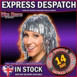 Rubies 70's FANCY DRESS WIG ~ TINSEL WIG SILVER