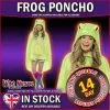 Smiffys ADULT MENS LADIES WATERPROOF FESTIVAL ANIMAL PRINT PARTY PONCHO - GREEN FROG