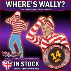 Smiffys Adult Where's Wally 2nd Skin Costume