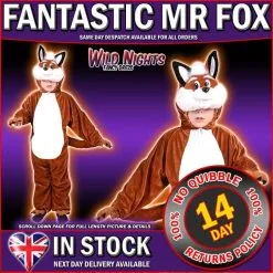 Wicked Childs Animal Costume Kids Fancy Dress Boys/Girls Onesie - FANTASTIC FOX - SMALL AGE 3-4 Years
