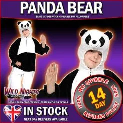 Wicked Childs Animal Costume Kids Fancy Dress Boys/Girls Onesie - PANDA- Small Age 3-4 Years