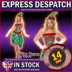 Christmas Fancy Dress Fever Burlesque Elf Costume