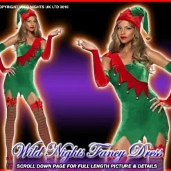 Smiffys Christmas Fancy Dress Ladies Fever Sexy Elf Costume
