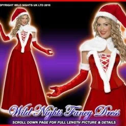 Smiffys Christmas Fancy Dress Ladies Victorian Santa Costume