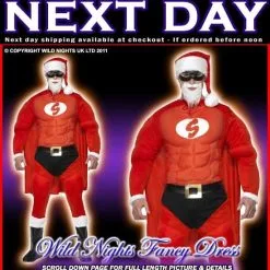 Smiffys Christmas Fancy Dress Mens Super Hero Santa Costume