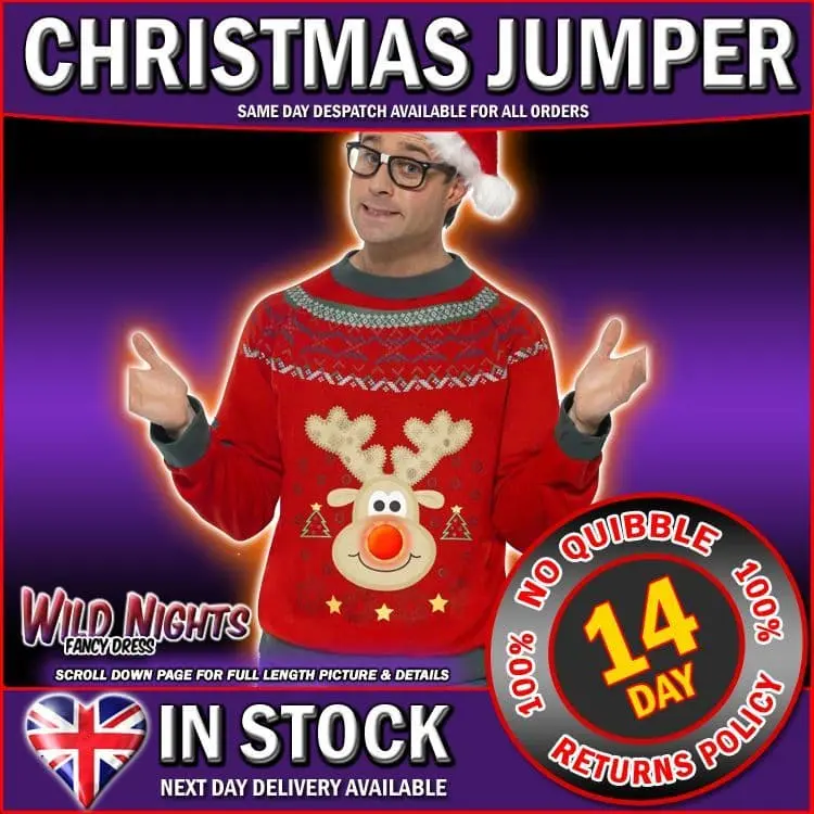 Smiffys Christms Fancy Dress Rudolf Flashing Jumpser 1 Smiffys Christms Fancy Dress Rudolf Flashing Jumpser