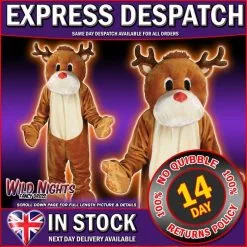 Wicked FANCY DRESS COSTUME CHRISTMAS REINDEER MASCOT COSTUME