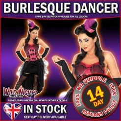 Funshack FANCY DRESS COSTUME # LADIES PINK BURLESQUE DANCER