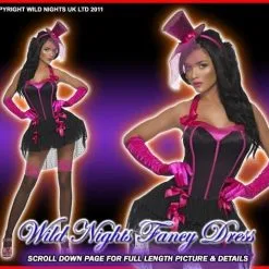 Smiffys FANCY DRESS COSTUME # PINK BOW BURLESQUE DRESS