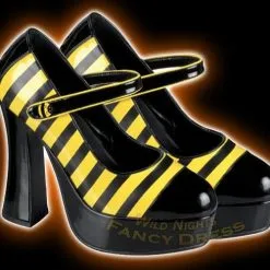 PLEASER FANCY DRESS > DOL60BYL BUMBLE BEE PLATFORM SHOES SIZE 7
