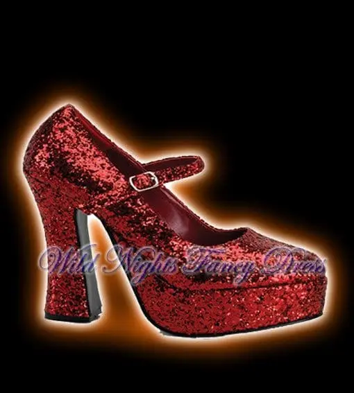 Smiffys FANCY DRESS # DOLLY RED GLITTER PLATFORM SHOES SIZE 4 1 Smiffys FANCY DRESS # DOLLY RED GLITTER PLATFORM SHOES SIZE 4