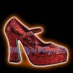 Smiffys FANCY DRESS # DOLLY RED GLITTER PLATFORM SHOES SIZE 7