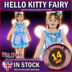 Girls Hello Kitty Butterfly Fairy Costume Age 7-9 Years