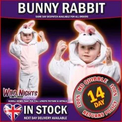 Wicked Kids Fancy Dress Boys/Girls Onesie - Kids Bunny Rabbit TODDLER One Size 18-36 Months